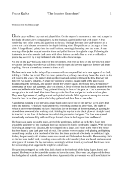 Franz Kafka "The hunter Gracchus" 1