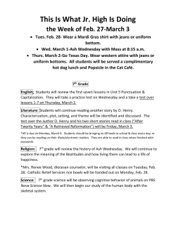 February 27-March 3, 2017 Jr. High Newsletter