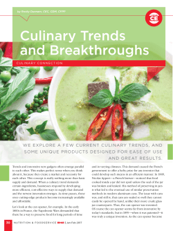 Culinary Trends and Breakthroughs - The Association of Nutrition