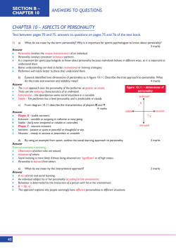 CHAPTER 10 &ndash; ASPECTS OF PERSONALITY
