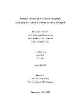 Sentence Processing in a Second Language