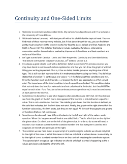 Continuity and One-Sided Limits