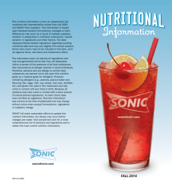 Sonic Nutrition Guide