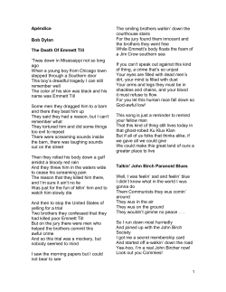 Apéndice Bob Dylan The Death Of Emmett Till `Twas down in