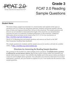 FCAT 2.0 Grade 3 Reading Sample Questions