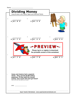 Dividing Money - Super Teacher Worksheets