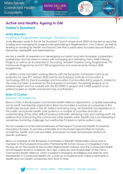 Active and Healthy Ageing in GM Today`s Speakers