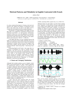 Metrical Patterns and Melodicity in English Contrasted with French
