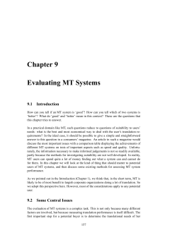 Chapter 9 Evaluating MT Systems