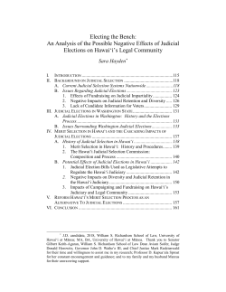 Electing the Bench: An Analysis of the Possible Negative Effects of