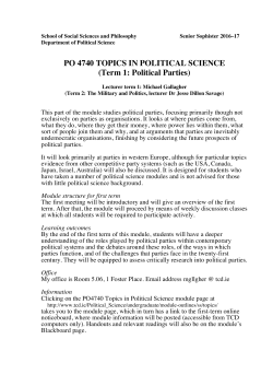 PO 4740 TOPICS IN POLITICAL SCIENCE (Term 1: Political Parties)