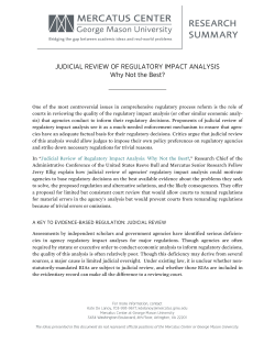 Judicial Review of Regulatory Impact Analysis: Why Not the Best?