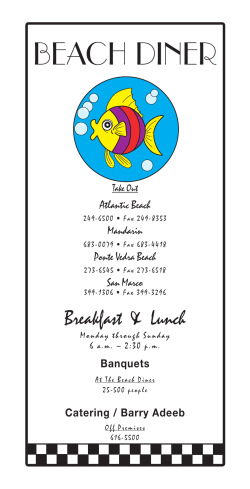 Menu - Beach Diner