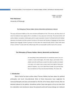 Peter Machamer University of Pittsburgh The Philosophy of Thomas