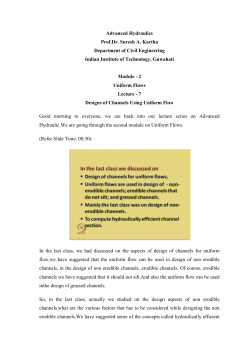 Advanced Hydraulics Prof.Dr. Suresh A. Kartha Department