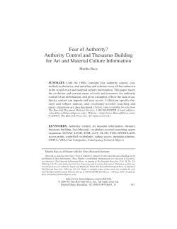 Fear of Authority? Authority Control and Thesaurus Building for Art