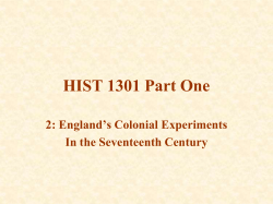 England`s Colonial Experiments