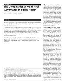 The Complexities of Multi-level Governance in Public Health