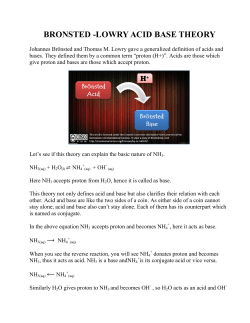 BRONSTED -LOWRY ACID BASE THEORY
