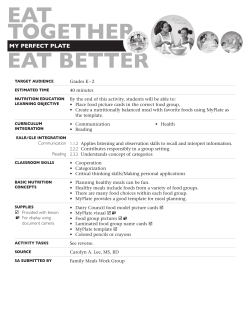 My Perfect Plate - Nutrition Education Site