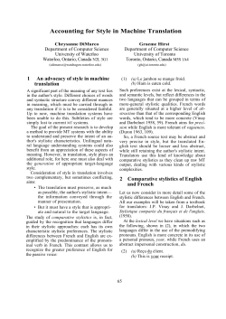 Accounting for style in machine translation