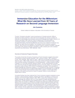 Immersion Education for the Millennium