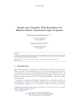 Sound and Complete SLD-Resolution for