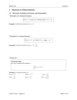 3 Shortcuts to Differentiation