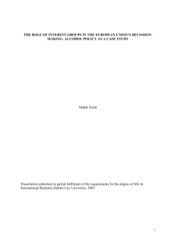 INTEREST GROUPS AND THE EUROPEAN UNION: THE ROLE OF