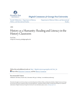 History as a Humanity: Reading and Literacy in the History Classroom