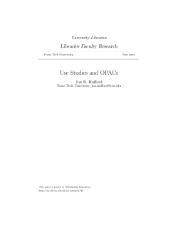 Use Studies and OPACs