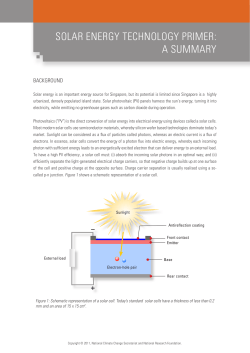 SoLar EnErgY TEcHnoLogY PrIMEr: a SuMMarY