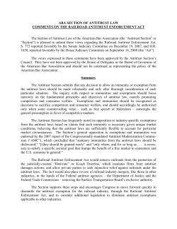 ABA SECTION OF ANTITRUST LAW COMMENTS ON THE