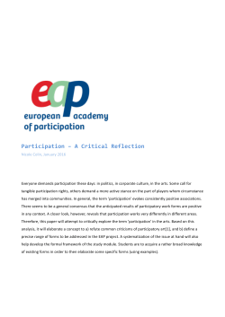 Participation &ndash; A Critical Reflection