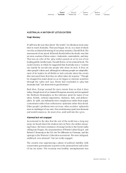 AUSTRALIA: A NATION OF LOTUS-EATERS Hugh Mackay Alarmed