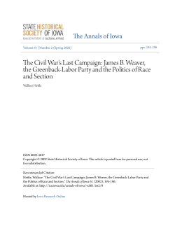 The Civil War`s Last Campaign: James B. Weaver, the Greenback