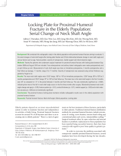 Locking Plate for Proximal Humeral Fracture in the Elderly