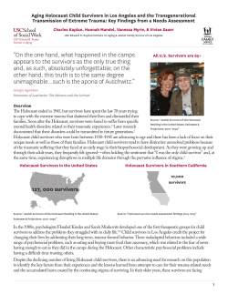 Aging Holocaust Child Survivors - USC Edward R. Roybal Institute