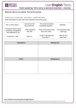 Tell a story or personal anecdote &ndash; exercise