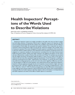 Health Inspectors` Percept- ions of the Words Used to Describe