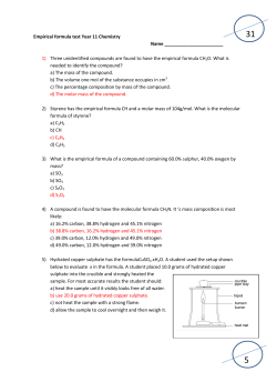 Empirical formula test Year 11 Chemistry Name