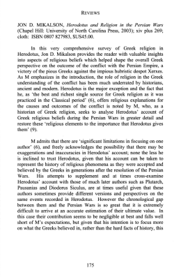 JON D. MIKALSON, Herodotus and Religion in the Persian Wars