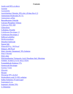 Contents Acetic acid 96% or above Acetone Acetonitrile