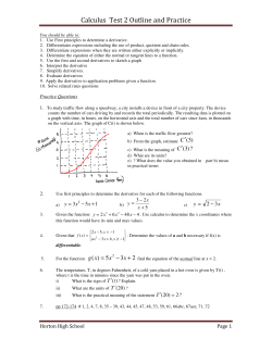 Calculus Test 2 Outline and Practice