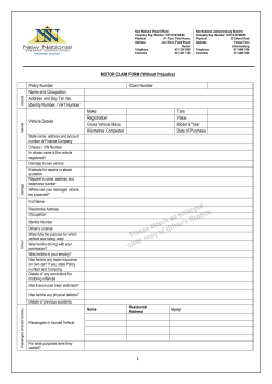 MOTOR CLAIM FORM (Without Prejudice) Policy Number Claim