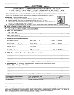 OCFS LDSS 4699 Legally Exempt Enrollment Form