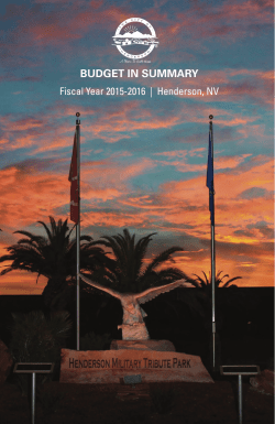 BUDGET IN SUMMARY - City of Henderson