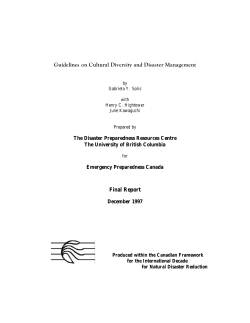 Guidelines on Cultural Diversity and Disaster Management Final