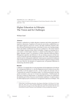 Higher Education in Ethiopia: The Vision and Its Challenges