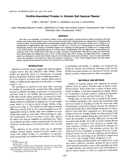 Fertility-Associated Proteins in Holstein Bull Seminal Plasma`